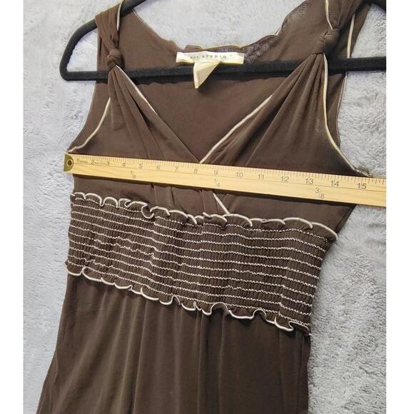 Max Studio Shirt Womens Size Small Vintage Brown USA Halter Top Babydoll Blouse - Picture 3 of 6